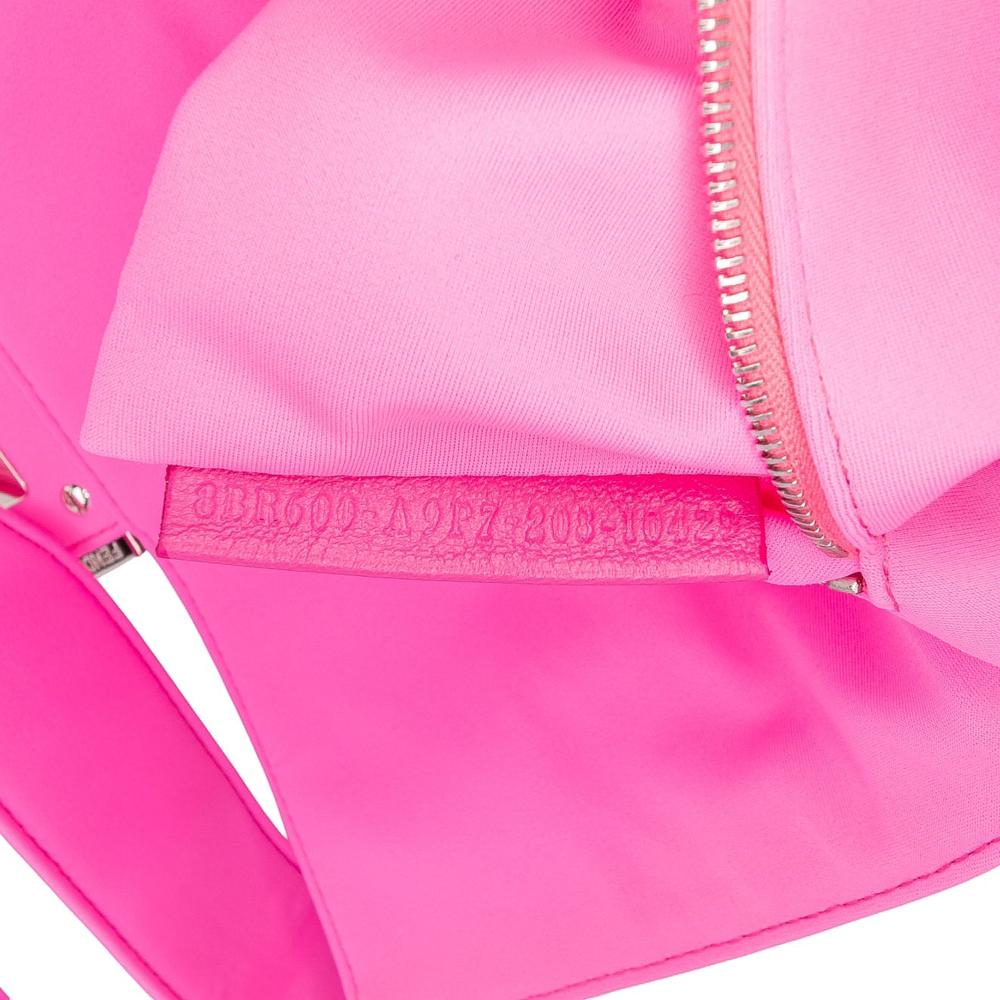 Fendi B Fendi Pink Chemical Fiber Fabric Medium Embossed Lycra Baguette Satchel Italy