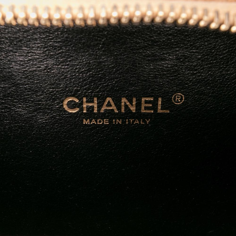 Chanel B Chanel Brown Nude with Black Caviar Leather Leather Small Caviar CC Filigree Vanity Case Italy