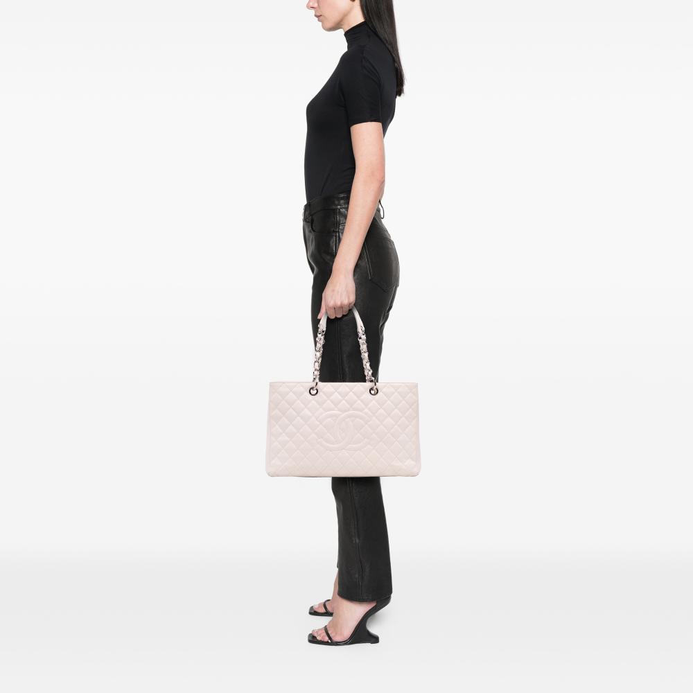 Chanel B Chanel White Ivory Caviar Leather Leather Caviar Grand Shopping Tote XL Italy