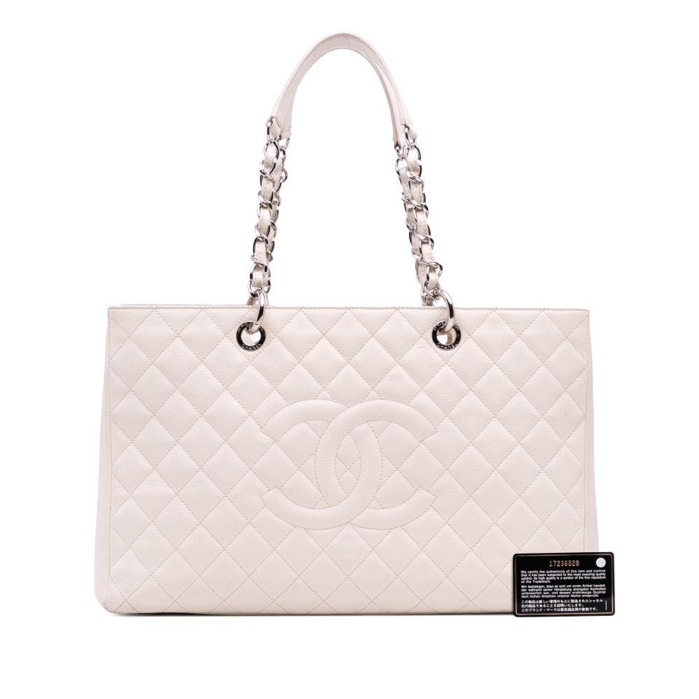 Chanel B Chanel White Ivory Caviar Leather Leather Caviar Grand Shopping Tote XL Italy