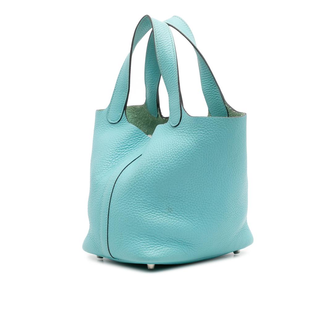 Hermès B Hermès Blue Aqua Calf Leather Clemence Picotin Lock 18 France