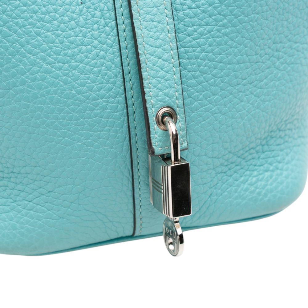 Hermès B Hermès Blue Aqua Calf Leather Clemence Picotin Lock 18 France