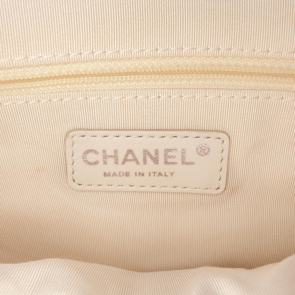 Chanel B Chanel White Ivory Chemical Fiber Fabric Neoprene Fancy Crochet Flap Italy