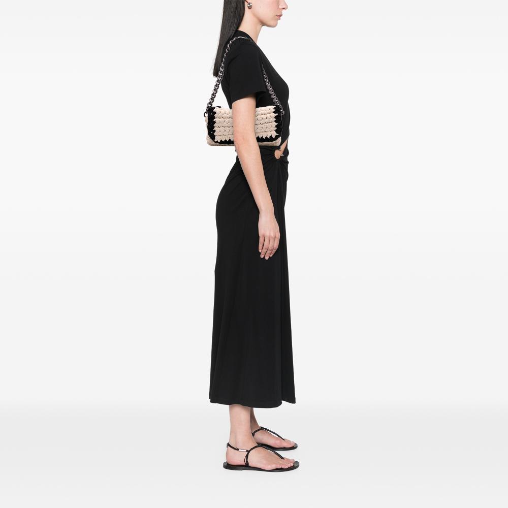 Chanel B Chanel White Ivory Chemical Fiber Fabric Neoprene Fancy Crochet Flap Italy