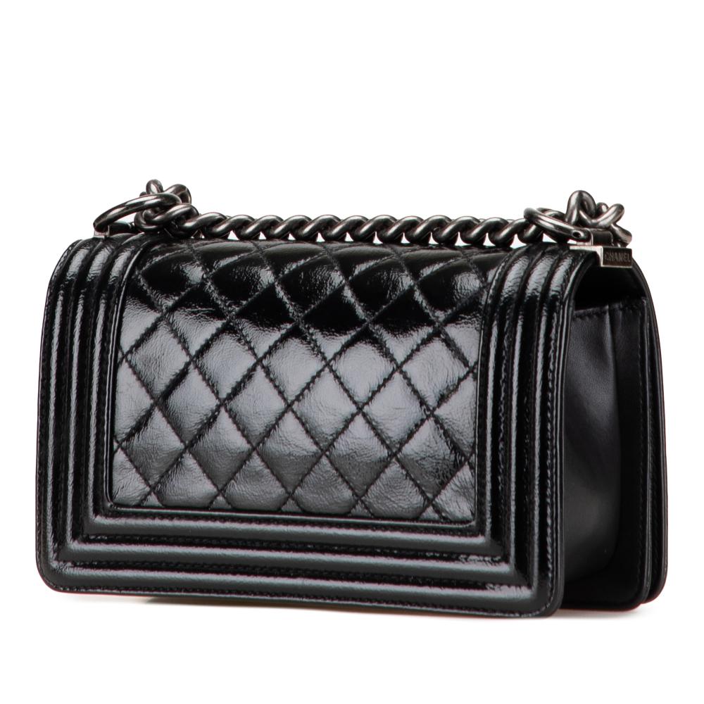 Chanel B Chanel Black Patent Leather Leather Small Quilted Patent Boy Flap Italy