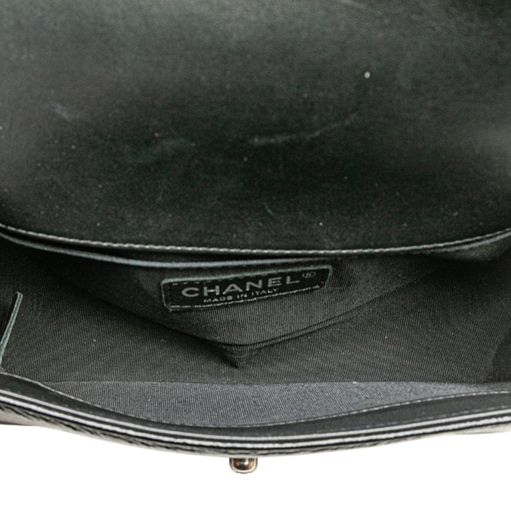 Chanel B Chanel Black Patent Leather Leather Small Quilted Patent Boy Flap Italy