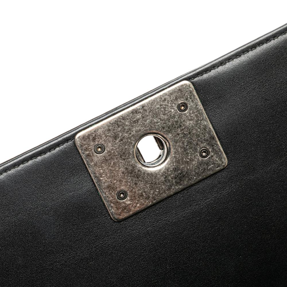 Chanel B Chanel Black Patent Leather Leather Small Quilted Patent Boy Flap Italy