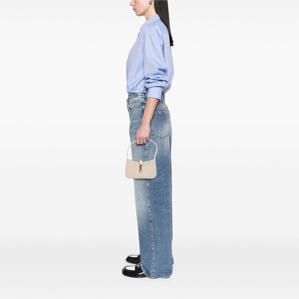 Saint Laurent AB Saint Laurent White Calf Leather Mini Smooth skin Le 5 a 7 Hobo Italy