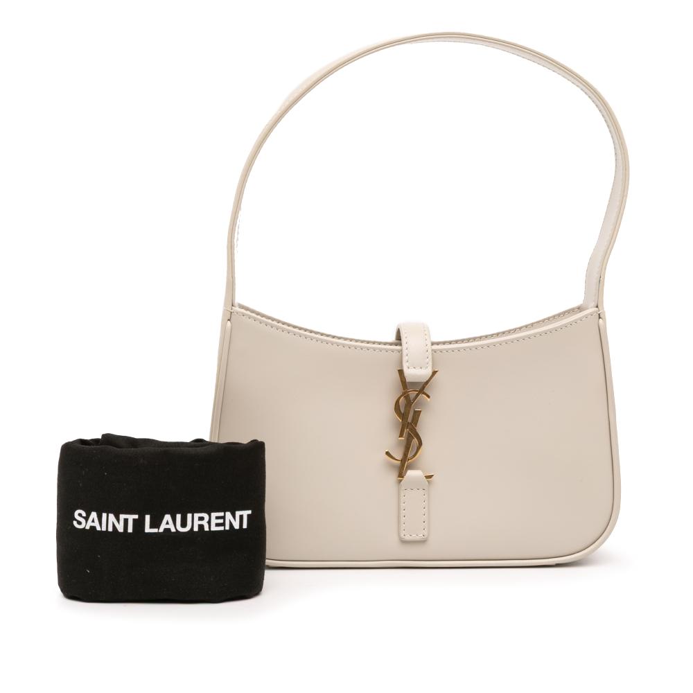 Saint Laurent AB Saint Laurent White Calf Leather Mini Smooth skin Le 5 a 7 Hobo Italy