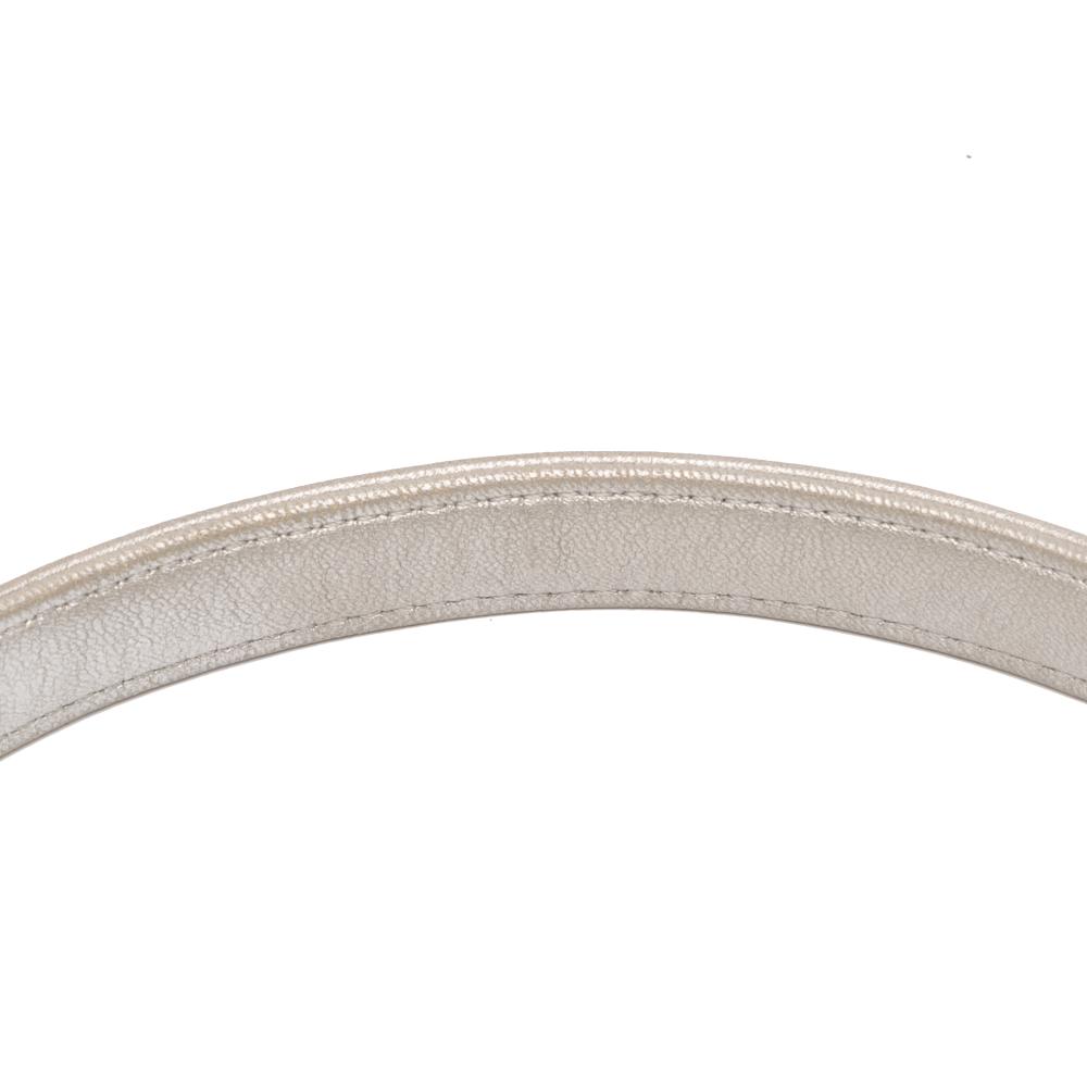 Chanel B Chanel Silver Polyester Fabric Medium Quilted Lurex Ground Control Pluto Glitter Flap Italy