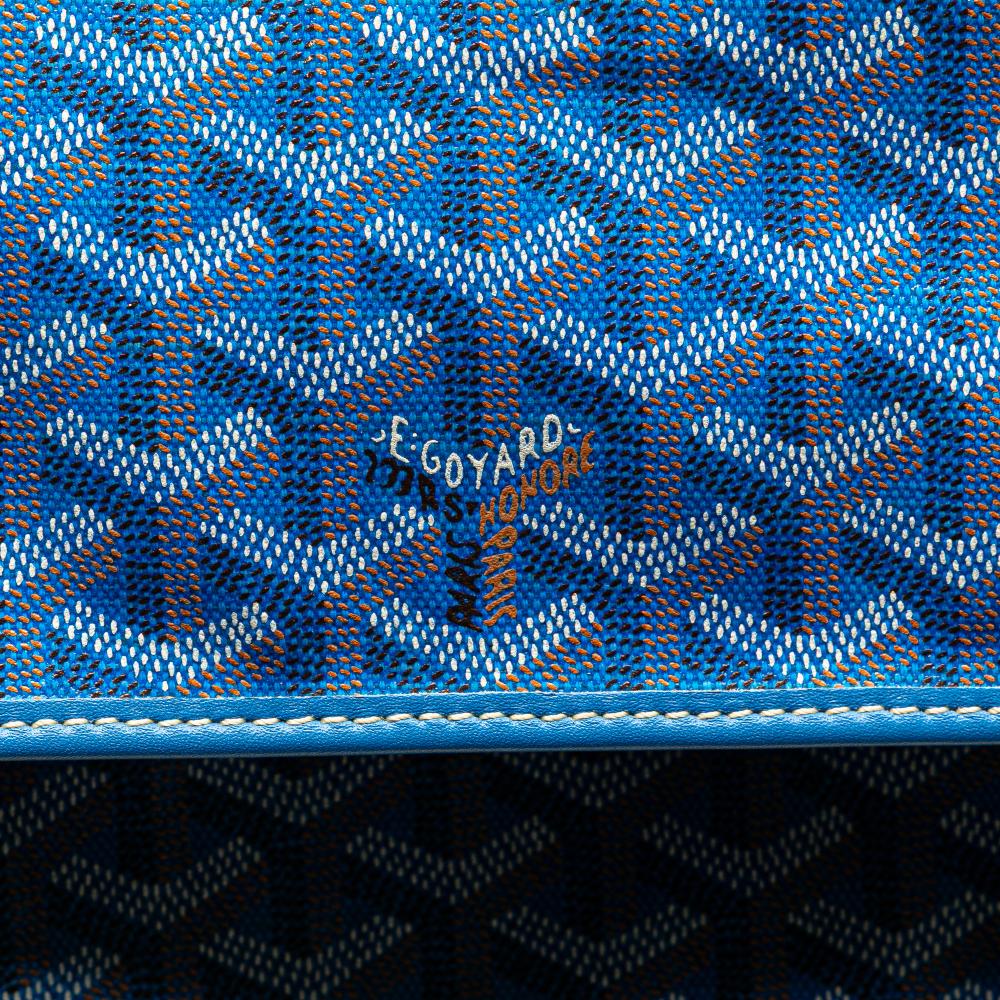 Goyard B Goyard Blue Coated Canvas Fabric Goyardine Saint Leger Backpack France
