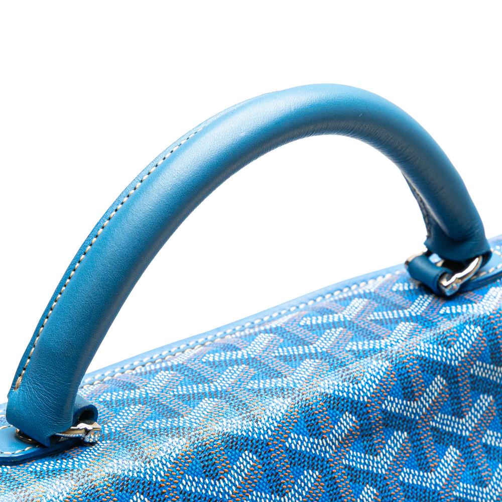 Goyard B Goyard Blue Coated Canvas Fabric Goyardine Saint Leger Backpack France