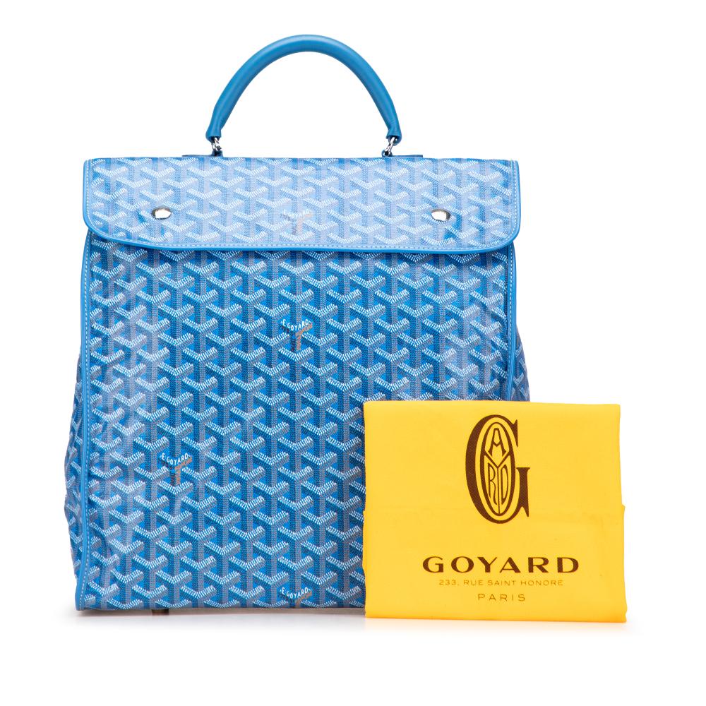 Goyard B Goyard Blue Coated Canvas Fabric Goyardine Saint Leger Backpack France