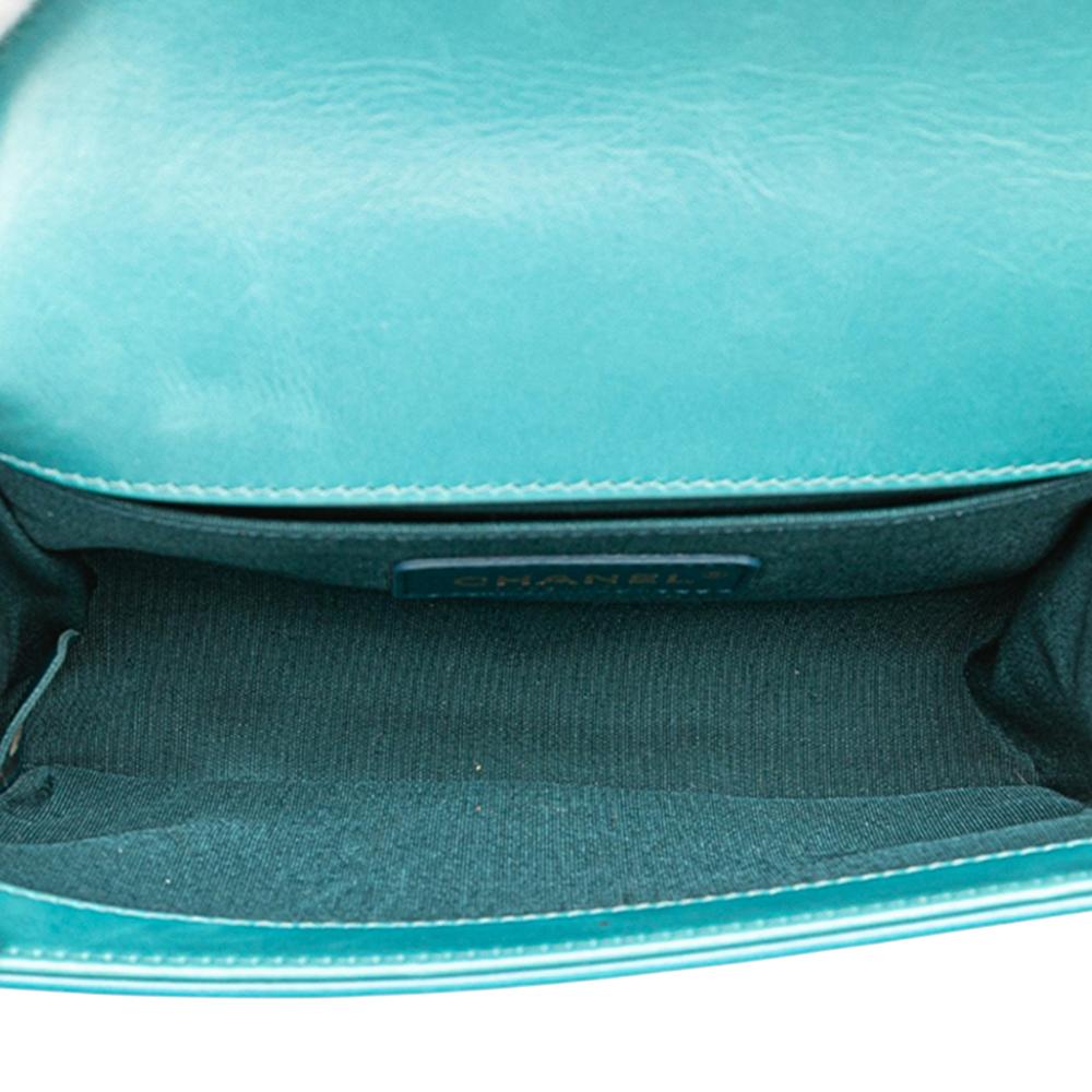 Chanel AB Chanel Blue Turquoise Fur Natural Material Small Shearling Boy Flap Italy