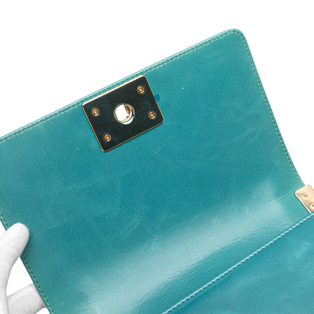 Chanel AB Chanel Blue Turquoise Fur Natural Material Small Shearling Boy Flap Italy