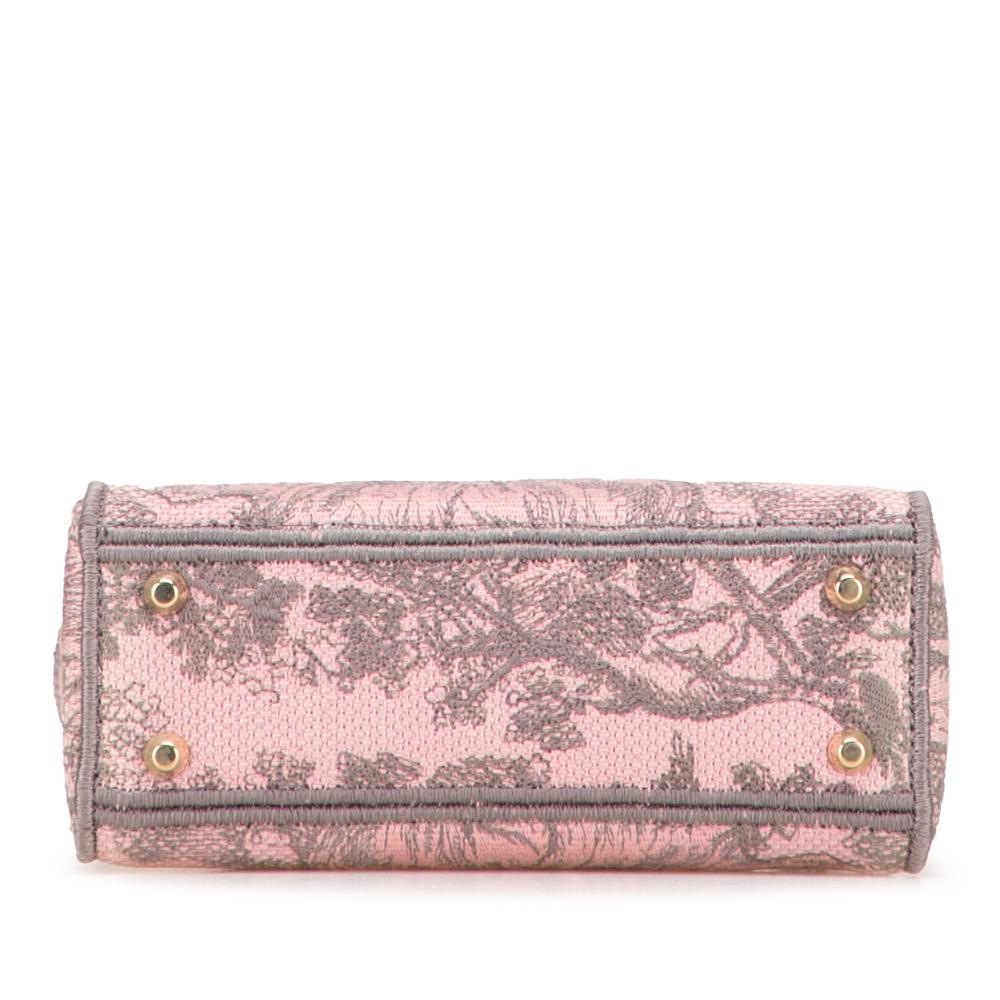 Christian Dior B Dior Pink with Gray Canvas Fabric Mini Embroidered Toile De Jouy Lady D Lite Italy