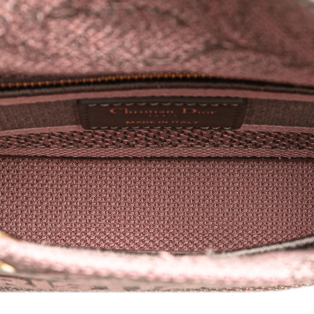 Christian Dior B Dior Pink with Gray Canvas Fabric Mini Embroidered Toile De Jouy Lady D Lite Italy