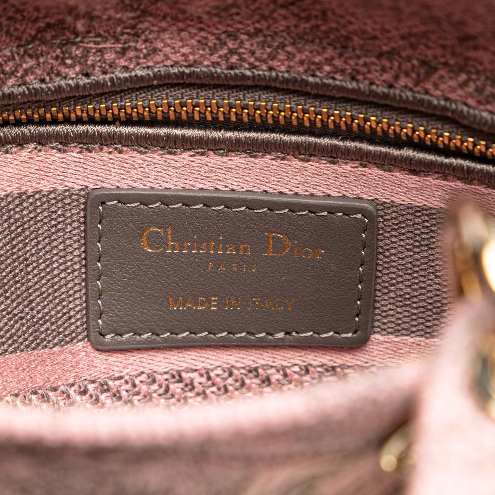 Christian Dior B Dior Pink with Gray Canvas Fabric Mini Embroidered Toile De Jouy Lady D Lite Italy