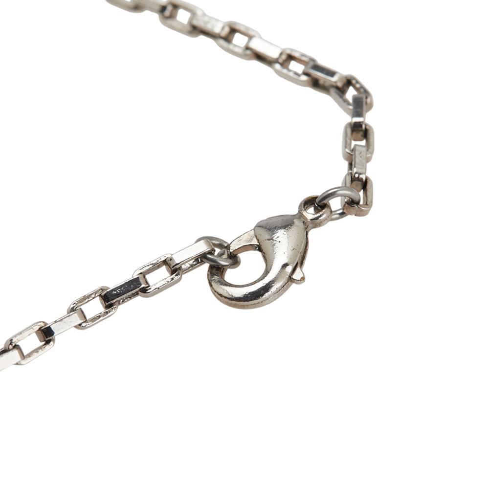 Louis Vuitton B Louis Vuitton Silver with Blue Palladium Metal Plated Damier Colors Pendant Necklace Italy