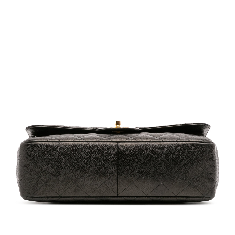 Chanel Classic Double Flap Jumbo Matelassè Caviar Leather Flap Handbag Black