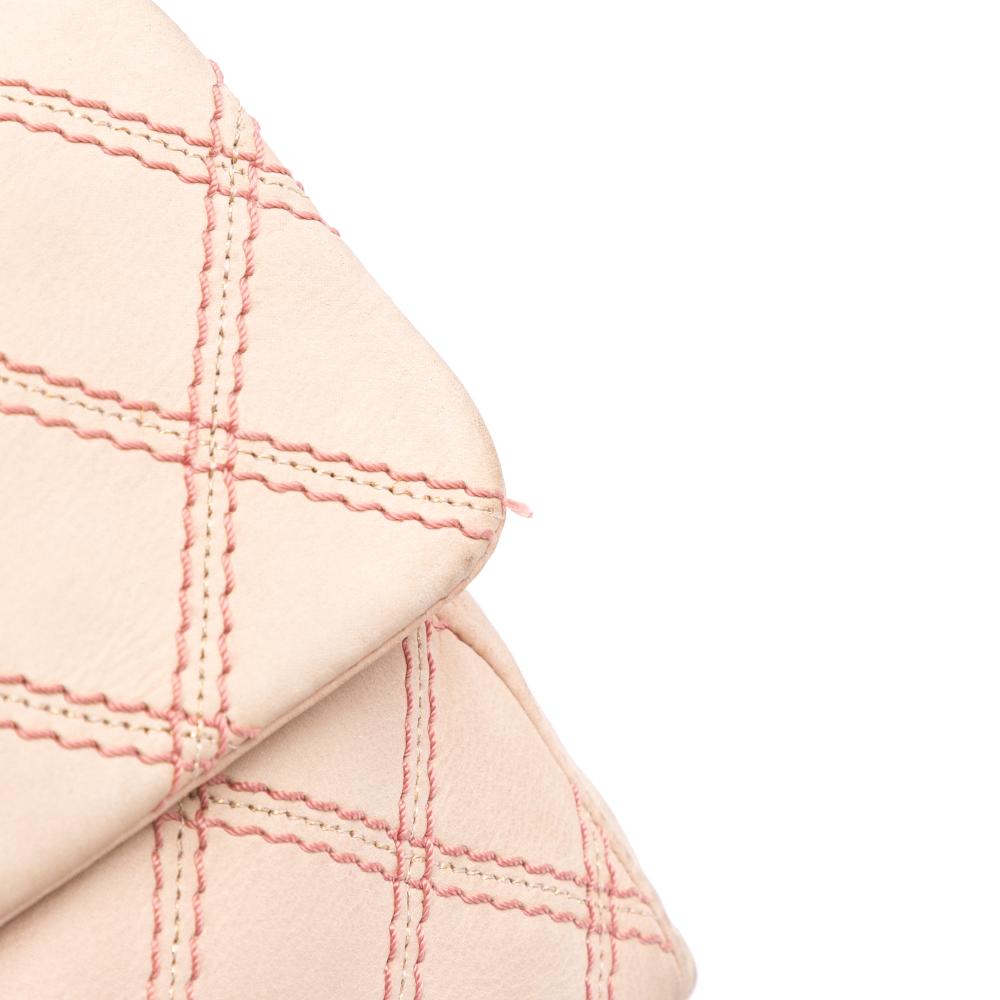 Chanel B Chanel Brown Beige Calf Leather Jumbo Quilted skin Triple Stitched Flap Italy