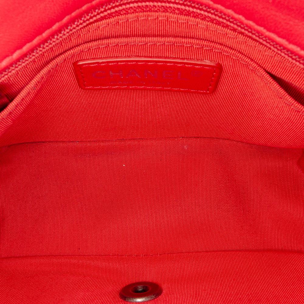 Chanel B Chanel Red Lambskin Leather Leather Paris Seoul Mini Crochet Lambskin Flap Italy