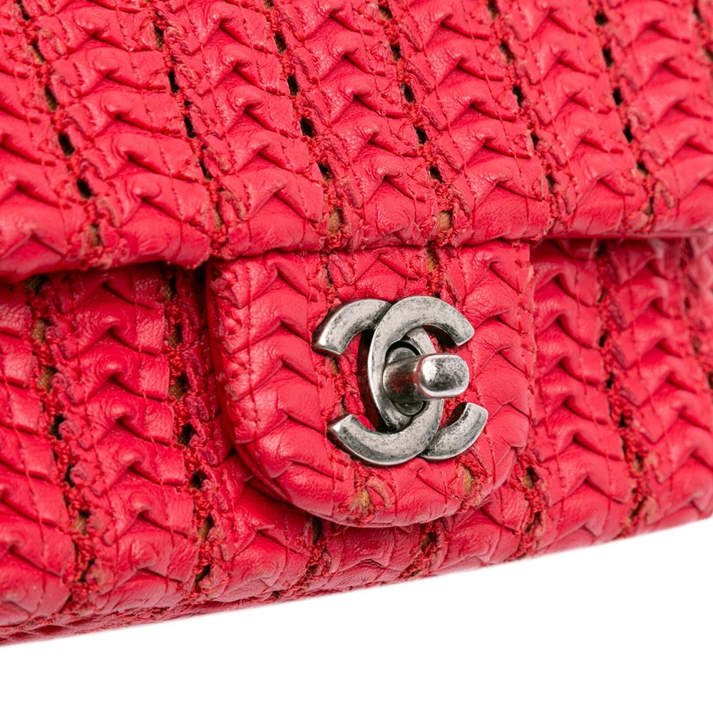 Chanel B Chanel Red Lambskin Leather Leather Paris Seoul Mini Crochet Lambskin Flap Italy