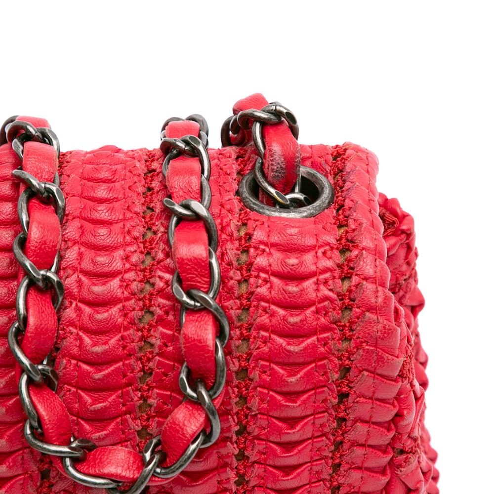 Chanel B Chanel Red Lambskin Leather Leather Paris Seoul Mini Crochet Lambskin Flap Italy