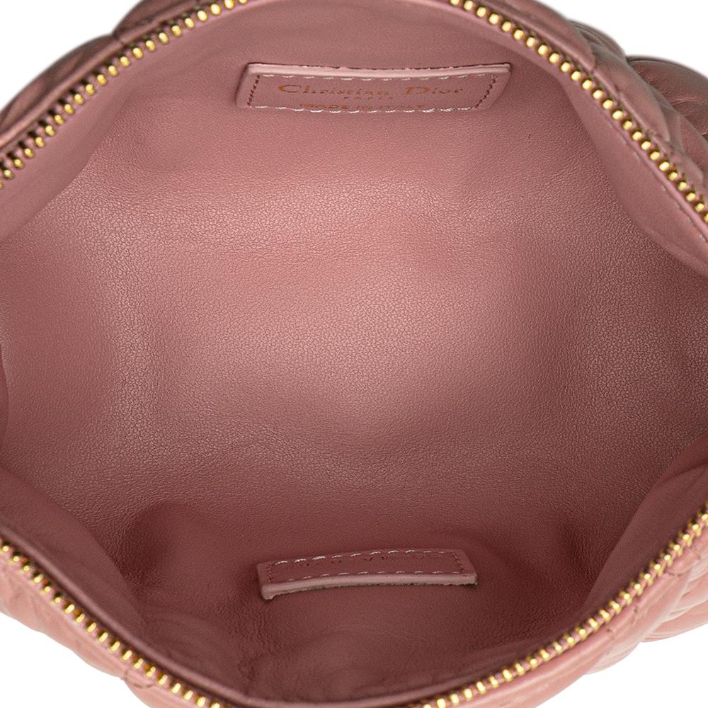 Christian Dior B Dior Pink Calf Leather Small skin Macrocannage Diortravel Nomad Pouch Italy