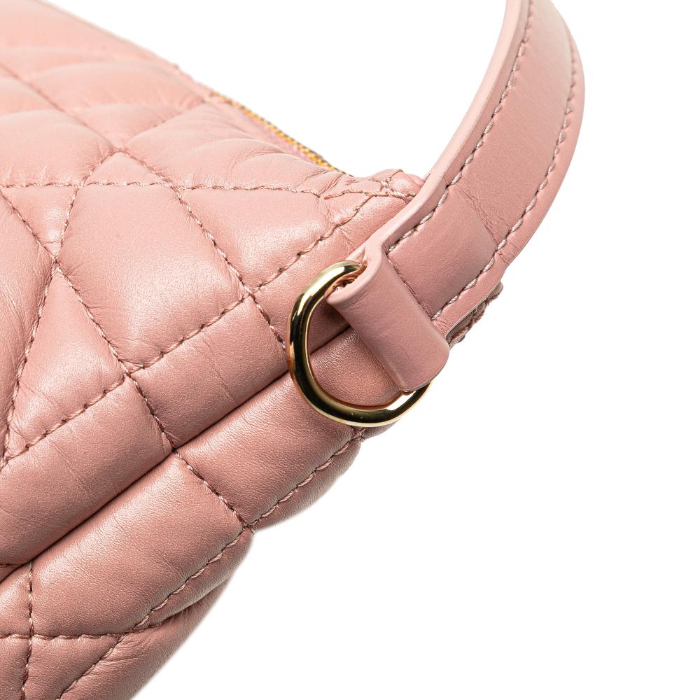 Christian Dior B Dior Pink Calf Leather Small skin Macrocannage Diortravel Nomad Pouch Italy