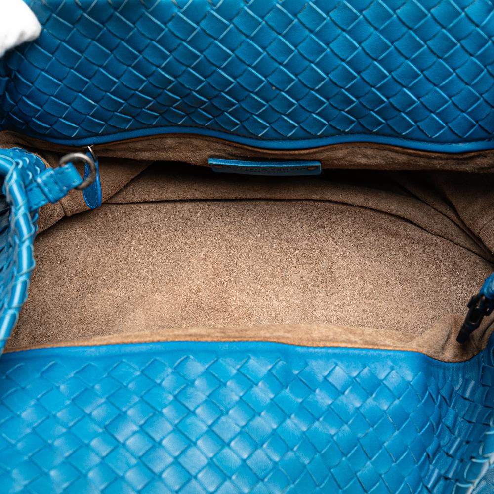 Bottega Veneta B Bottega Veneta Blue Nappa Leather Leather Medium Nappa Intrecciato Cesta Tote Italy