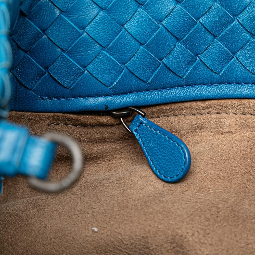 Bottega Veneta B Bottega Veneta Blue Nappa Leather Leather Medium Nappa Intrecciato Cesta Tote Italy