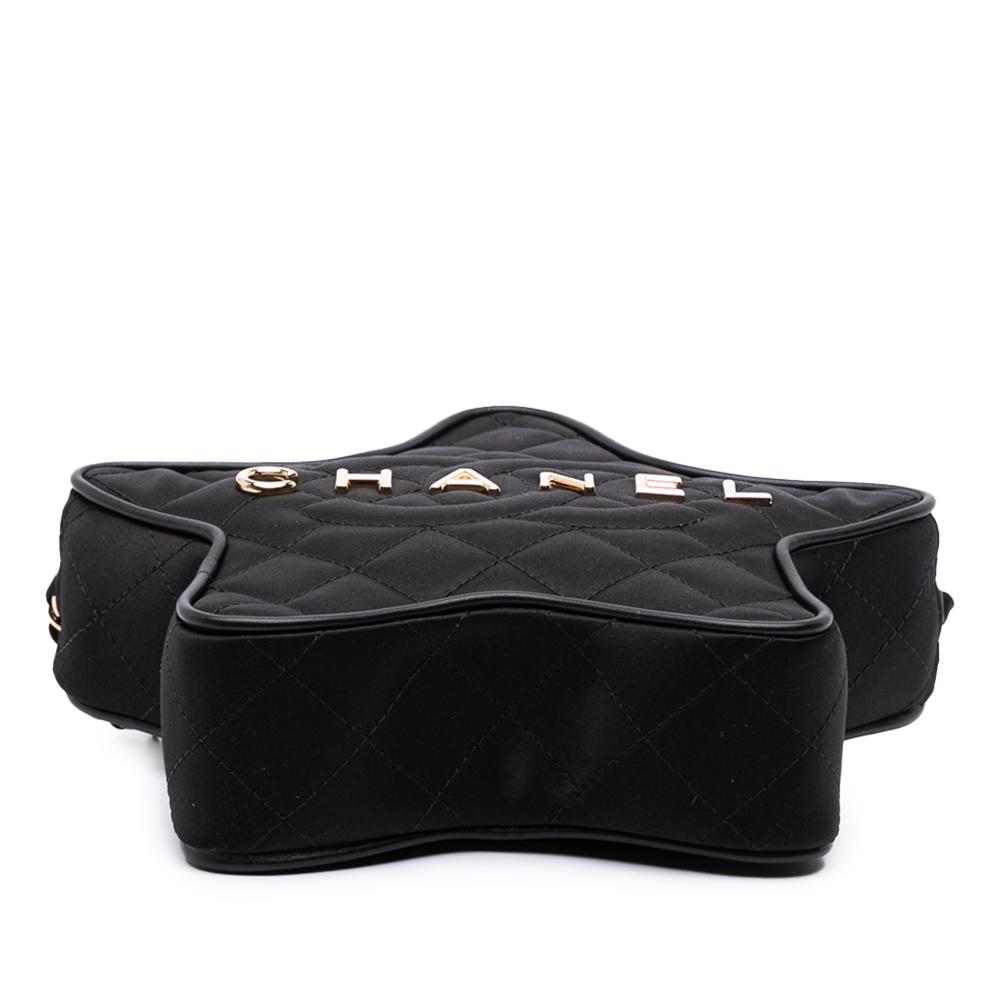 Chanel AB Chanel Black Satin Fabric Quilted Walk Of Fame Star Crossbody France