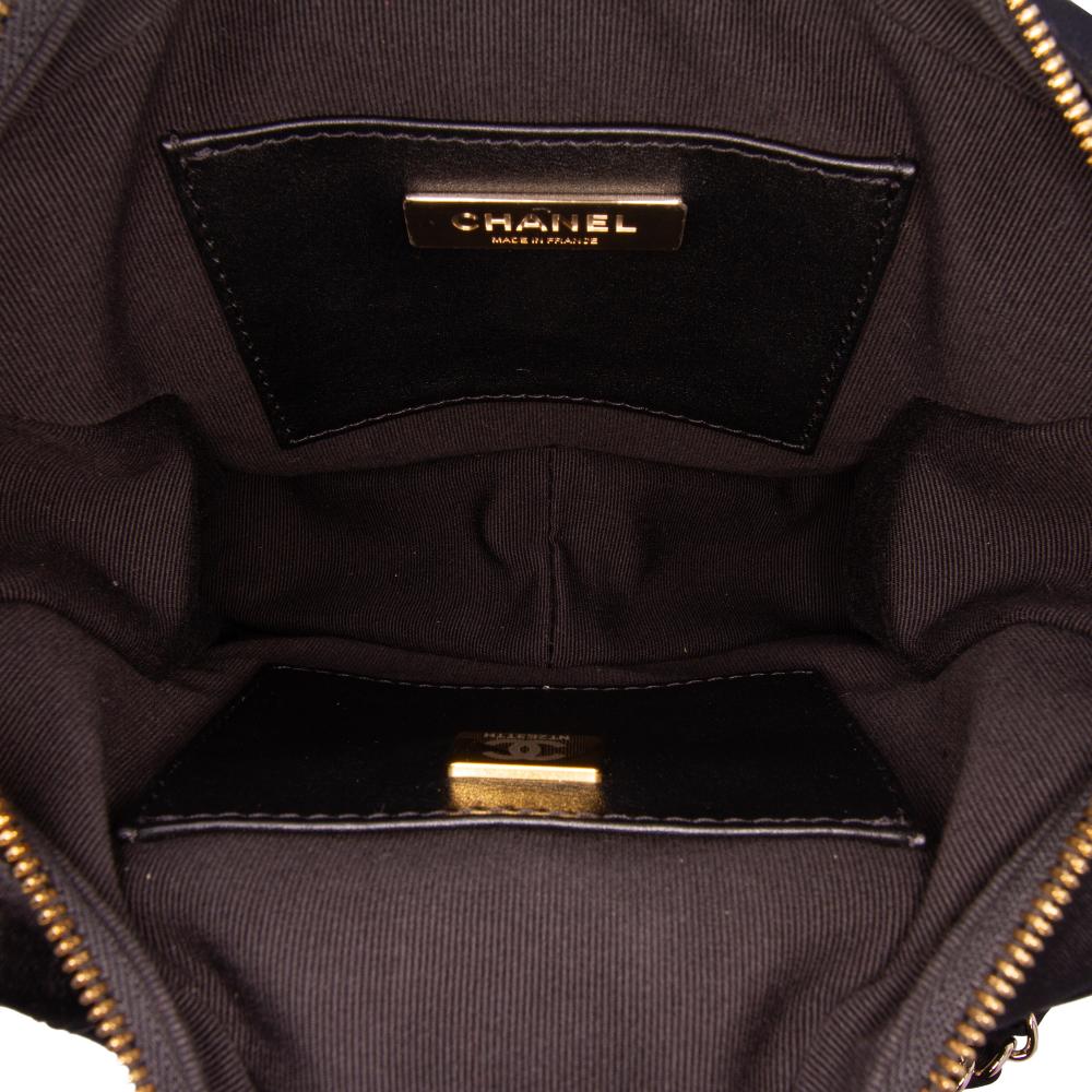 Chanel AB Chanel Black Satin Fabric Quilted Walk Of Fame Star Crossbody France