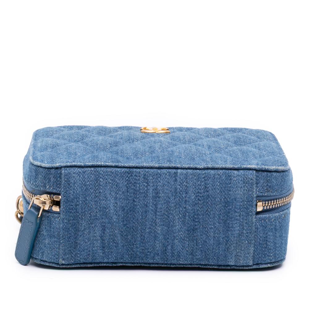 Chanel AB Chanel Blue Denim Denim Fabric Quilted Pearl Crush Camera Bag Italy