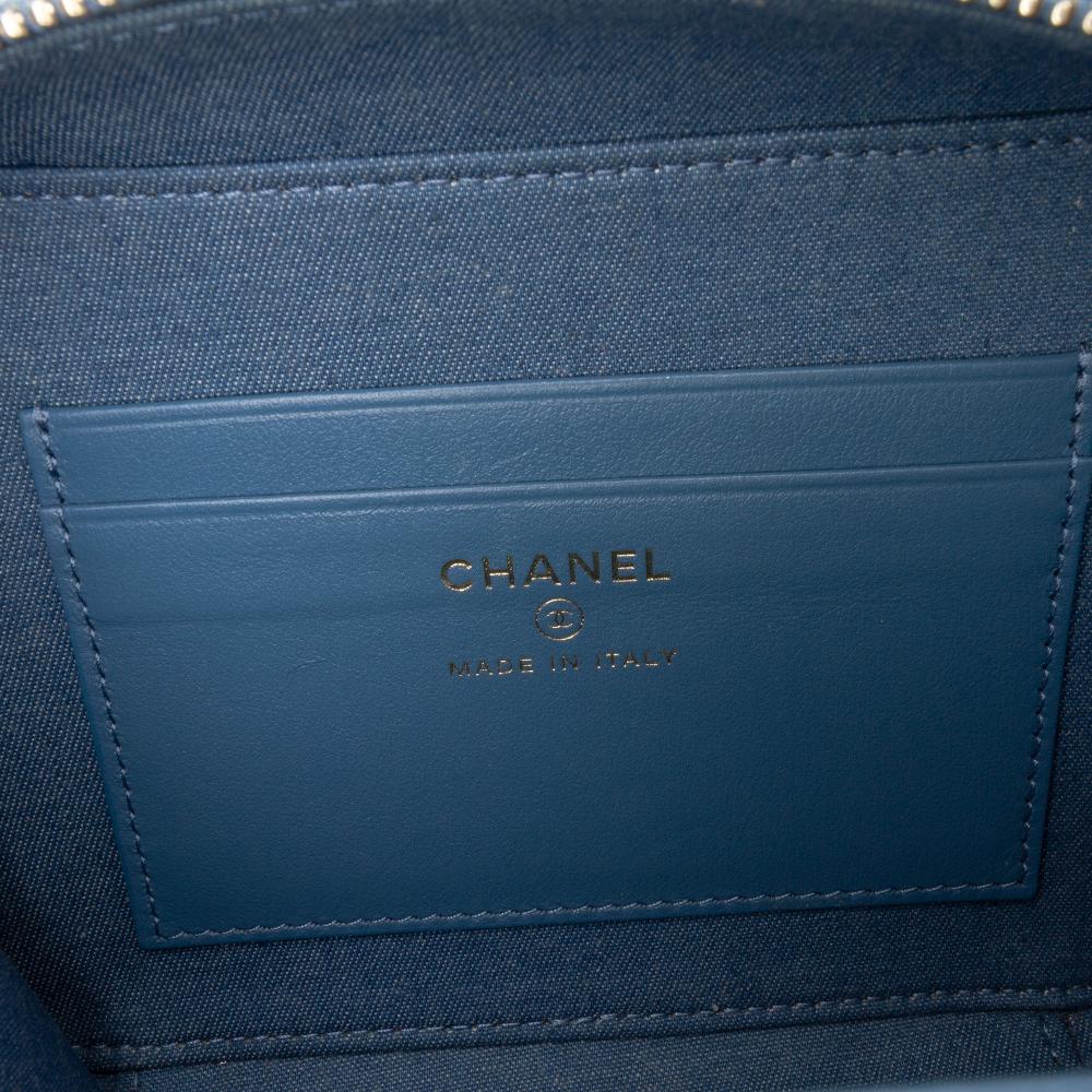 Chanel AB Chanel Blue Denim Denim Fabric Quilted Pearl Crush Camera Bag Italy