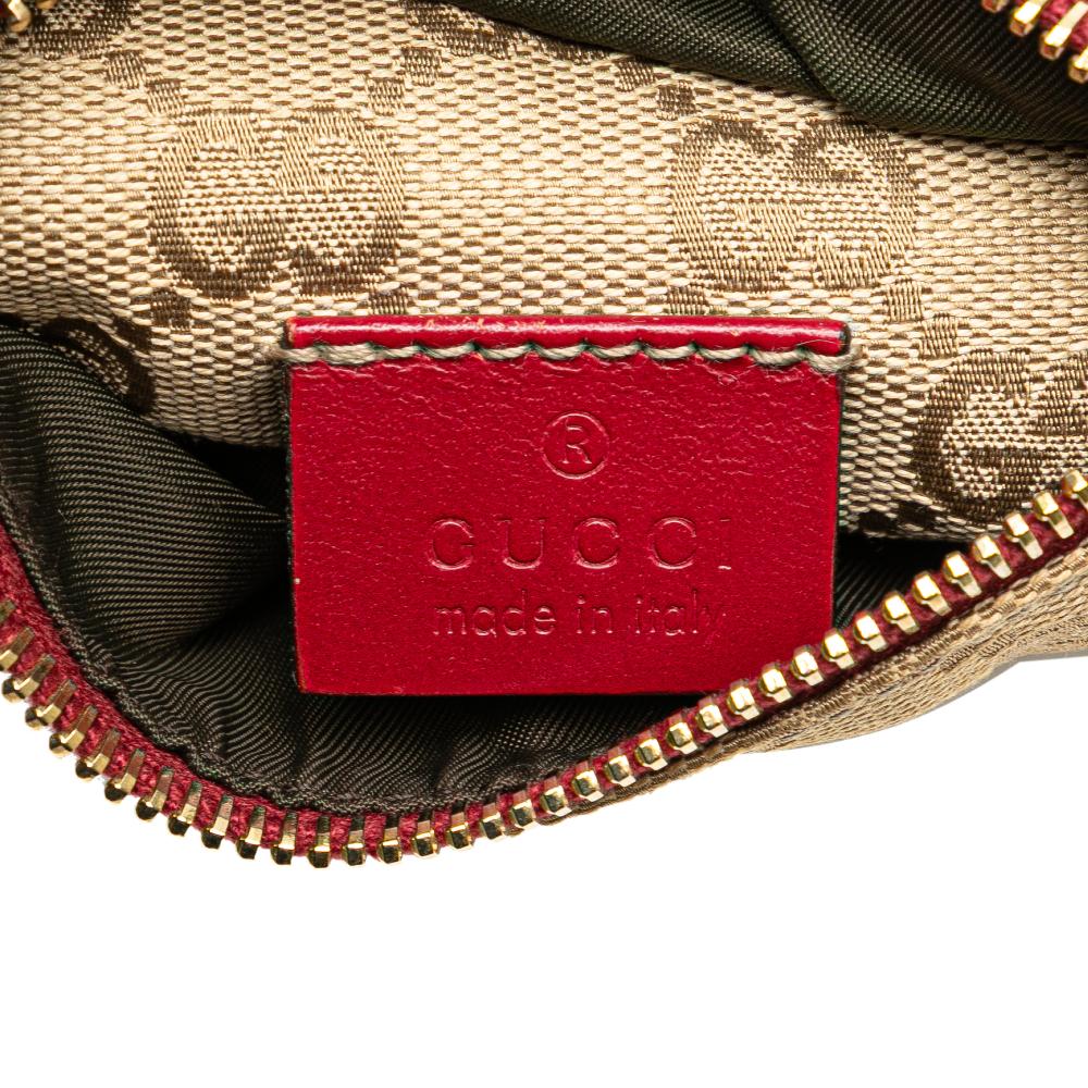 Gucci B Gucci Brown Beige Canvas Fabric GG Web Double Pocket Belt Bag Italy
