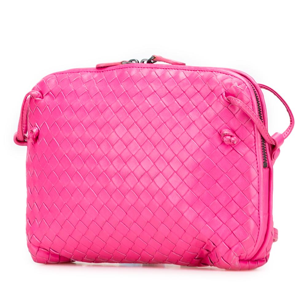 Bottega Veneta B Bottega Veneta Pink Hot Pink Nappa Leather Leather Nappa Intrecciato Nodini Crossbody Italy
