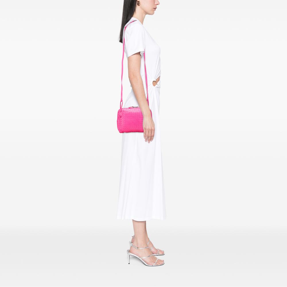 Bottega Veneta B Bottega Veneta Pink Hot Pink Nappa Leather Leather Nappa Intrecciato Nodini Crossbody Italy