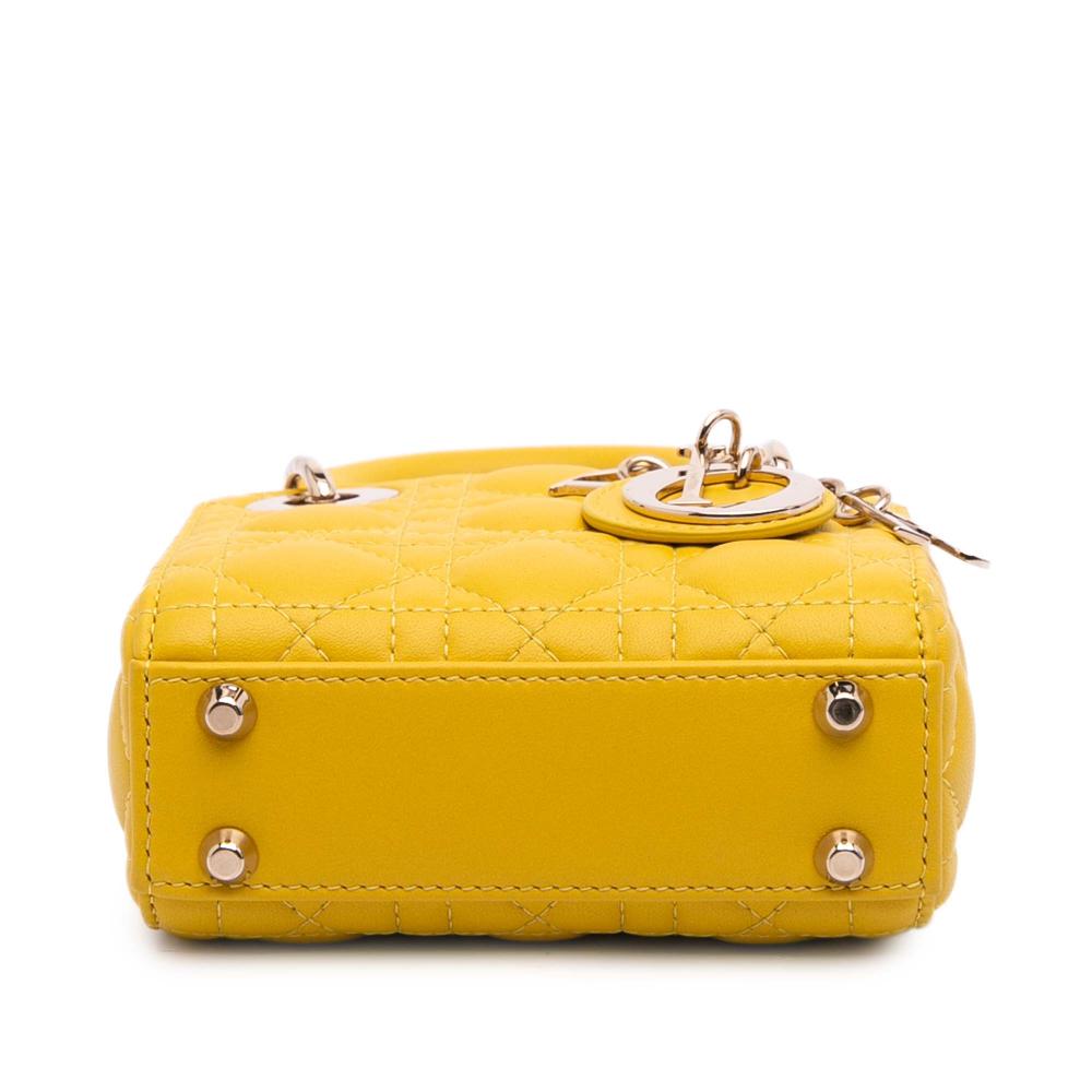 Christian Dior AB Dior Yellow Mustard Lambskin Leather Leather Micro Lambskin Cannage Lady Dior Italy