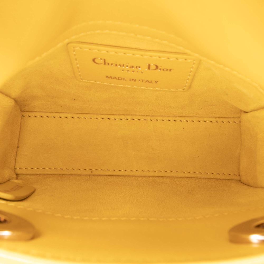 Christian Dior AB Dior Yellow Mustard Lambskin Leather Leather Micro Lambskin Cannage Lady Dior Italy