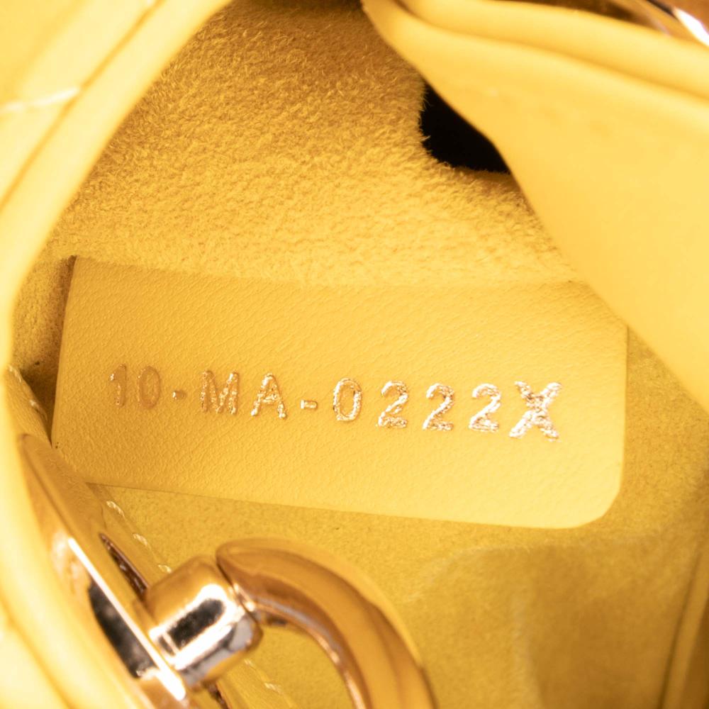 Christian Dior AB Dior Yellow Mustard Lambskin Leather Leather Micro Lambskin Cannage Lady Dior Italy