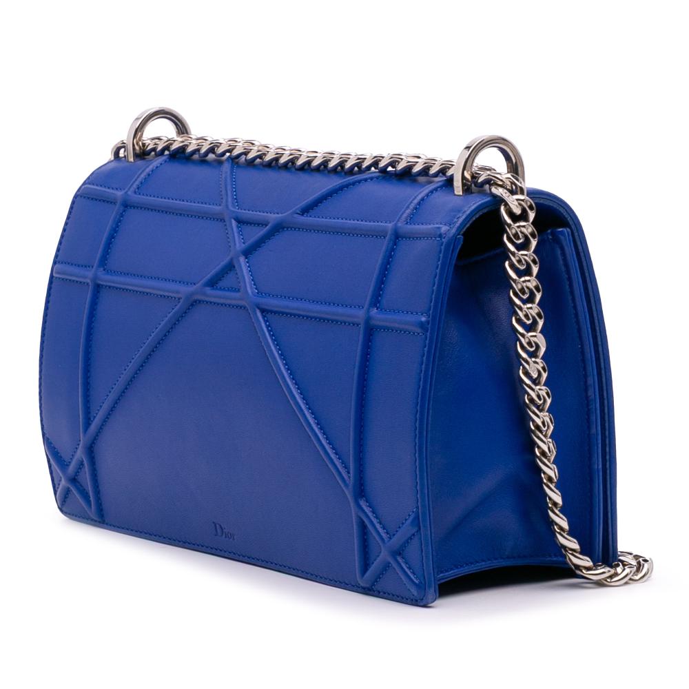 Christian Dior B Dior Blue Lambskin Leather Leather Medium Lambskin Diorama Flap Italy