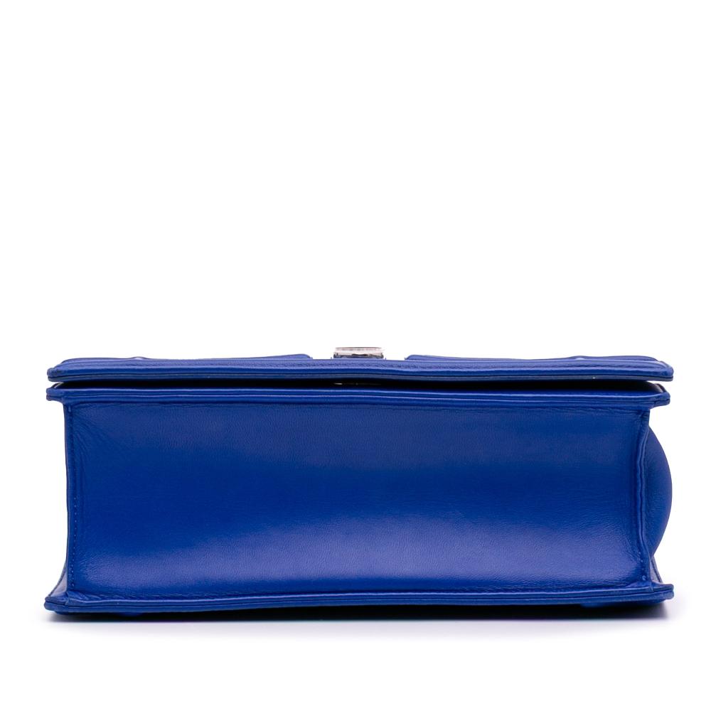 Christian Dior B Dior Blue Lambskin Leather Leather Medium Lambskin Diorama Flap Italy