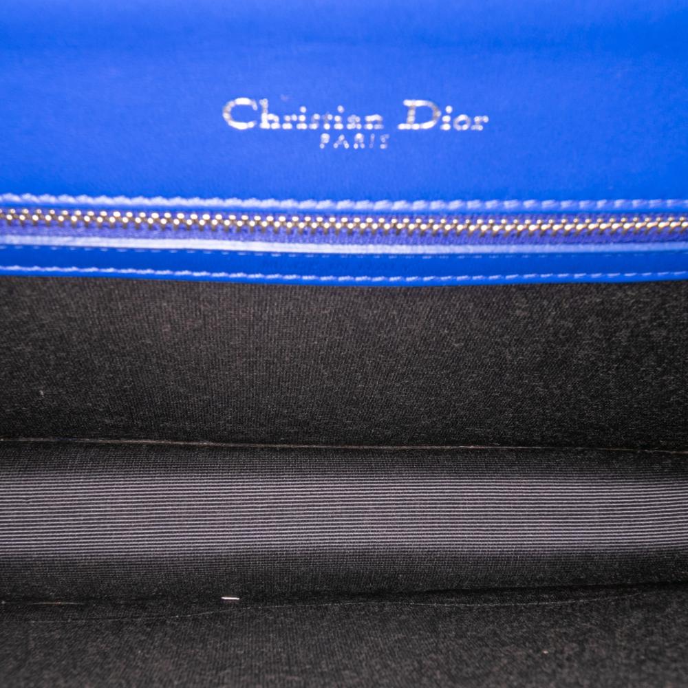 Christian Dior B Dior Blue Lambskin Leather Leather Medium Lambskin Diorama Flap Italy