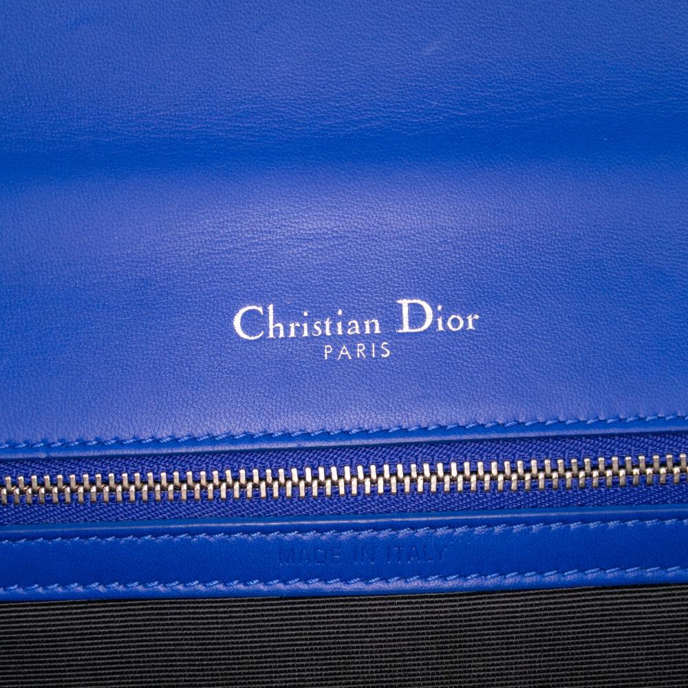 Christian Dior B Dior Blue Lambskin Leather Leather Medium Lambskin Diorama Flap Italy