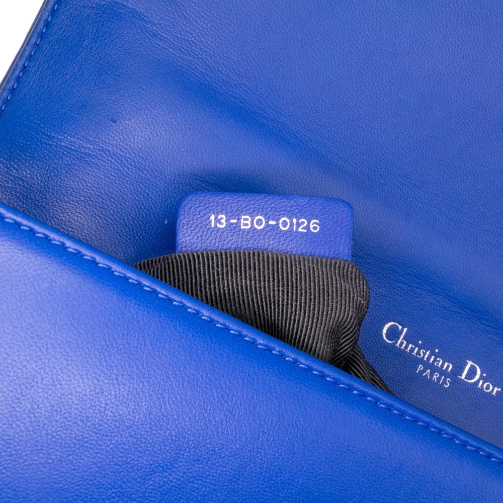 Christian Dior B Dior Blue Lambskin Leather Leather Medium Lambskin Diorama Flap Italy