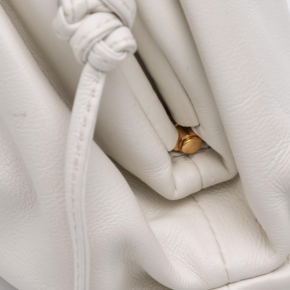 Bottega Veneta AB Bottega Veneta White Off White Lambskin Leather Leather Lambskin The Mini Pouch Crossbody Italy