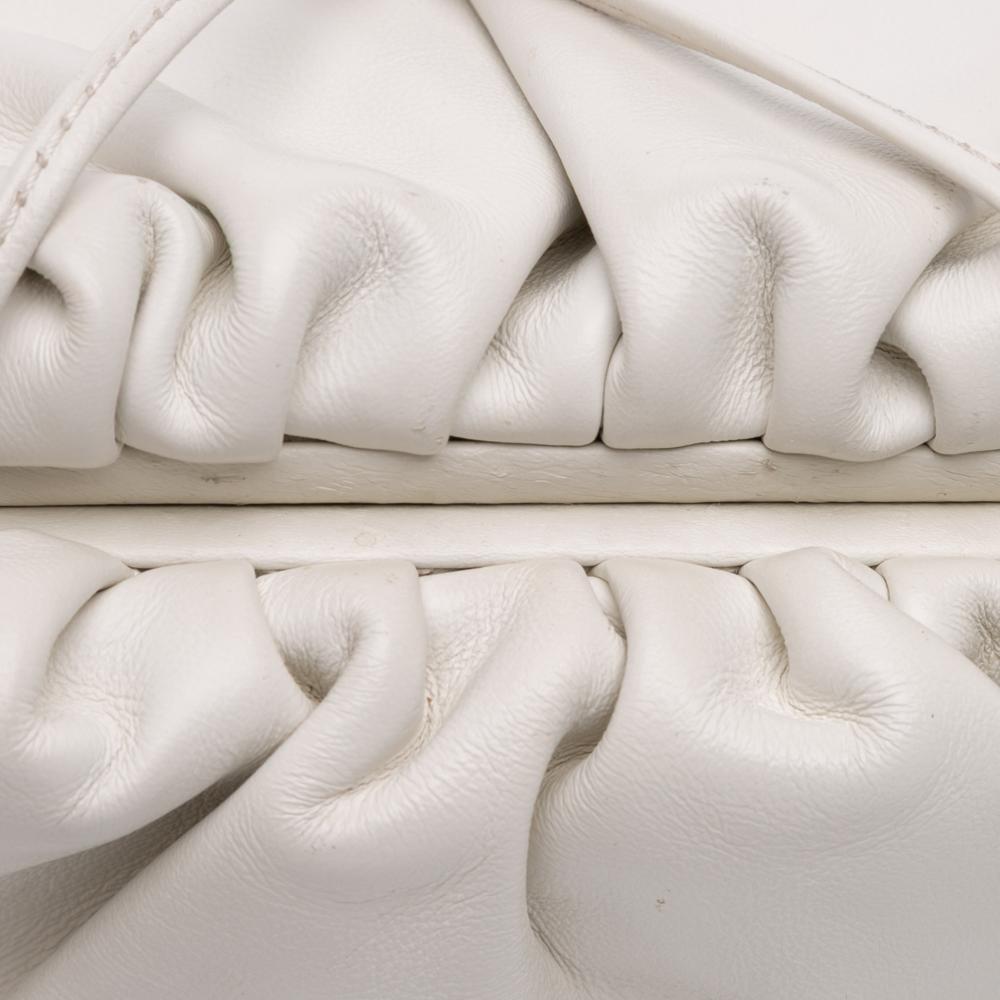 Bottega Veneta AB Bottega Veneta White Off White Lambskin Leather Leather Lambskin The Mini Pouch Crossbody Italy