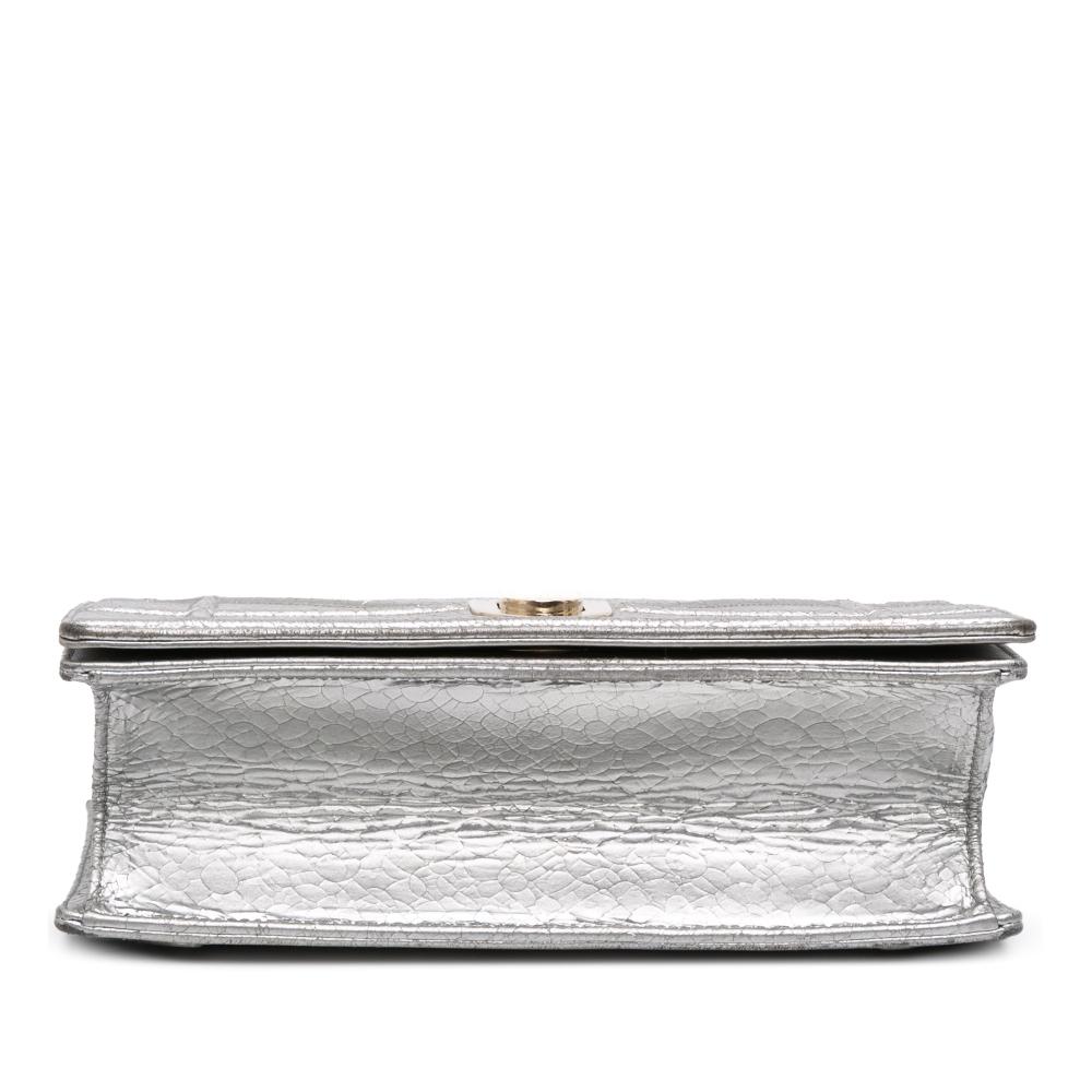 Christian Dior B Dior Silver Goatskin Leather Medium Metallic Ceramic Effect Deerskin Diorama Flap Italy